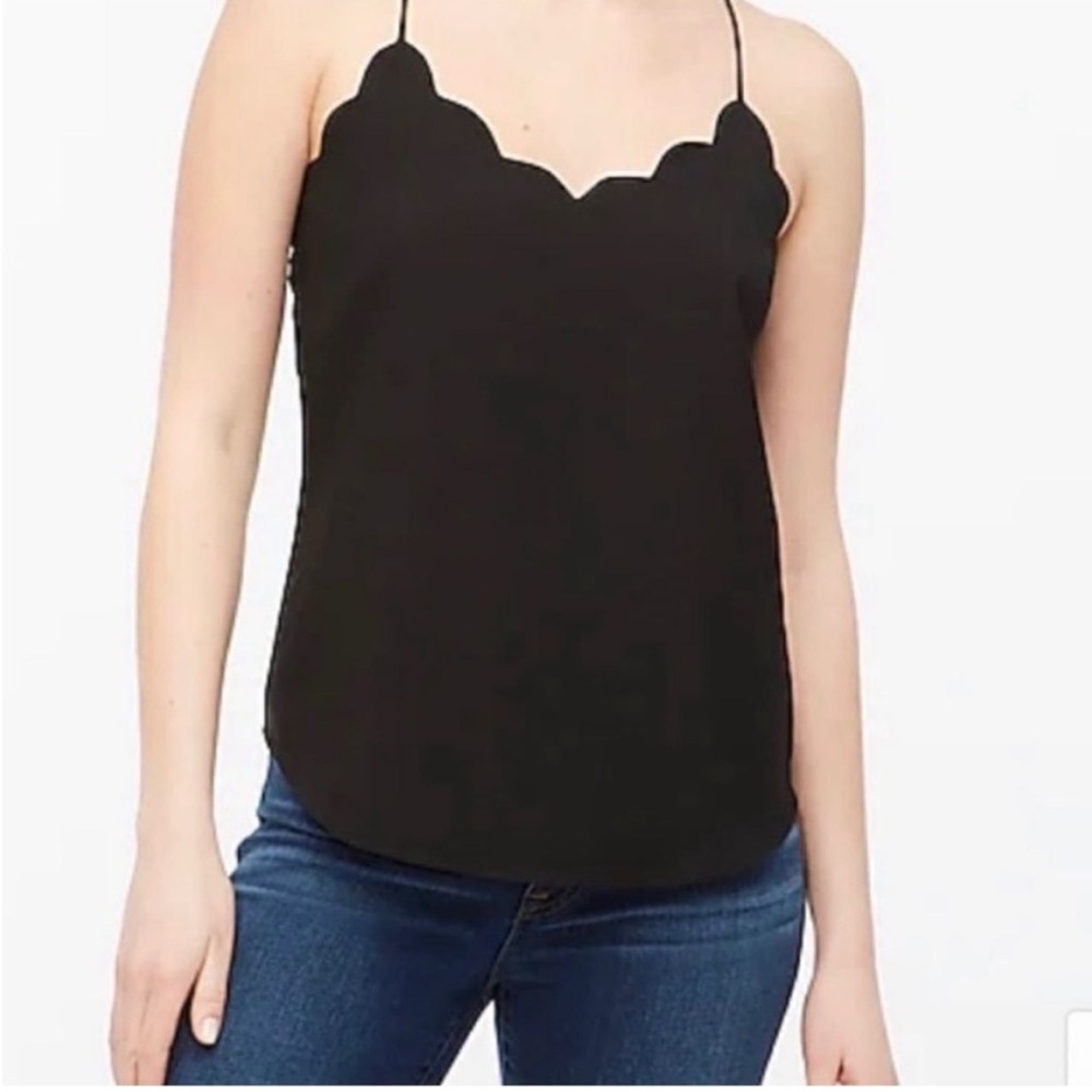 J. Crew Factory Black Scallop Tank